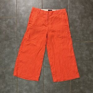 J.Crew Peyton Pant Stretch Linen Orange Women's C 6ropped Wide Leg Coastal Beach